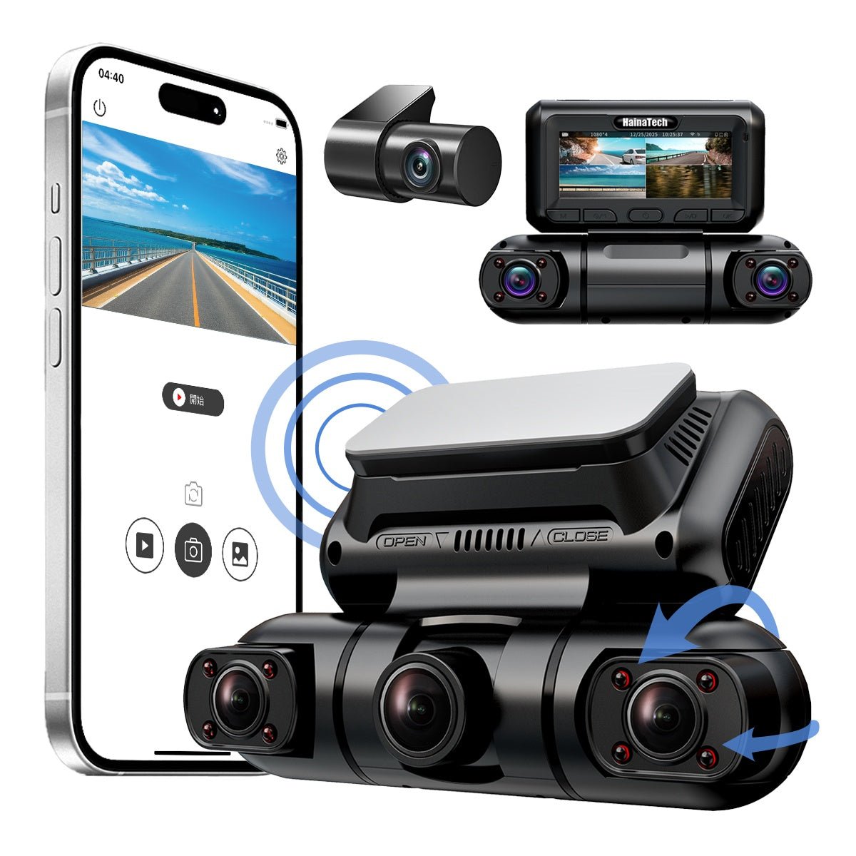 Hainatech 360 Degree View 4 Channel Dash Cam Front - TECHNIZE