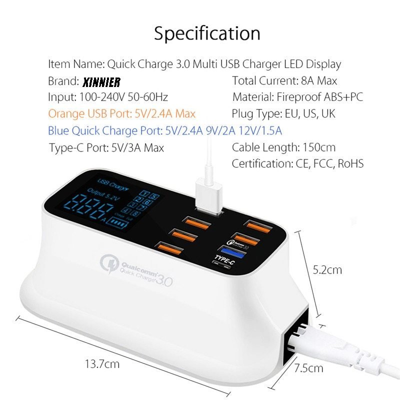 Quick Charge 3.0 Ordinary Smart USB Charger Station - TECHNIZE